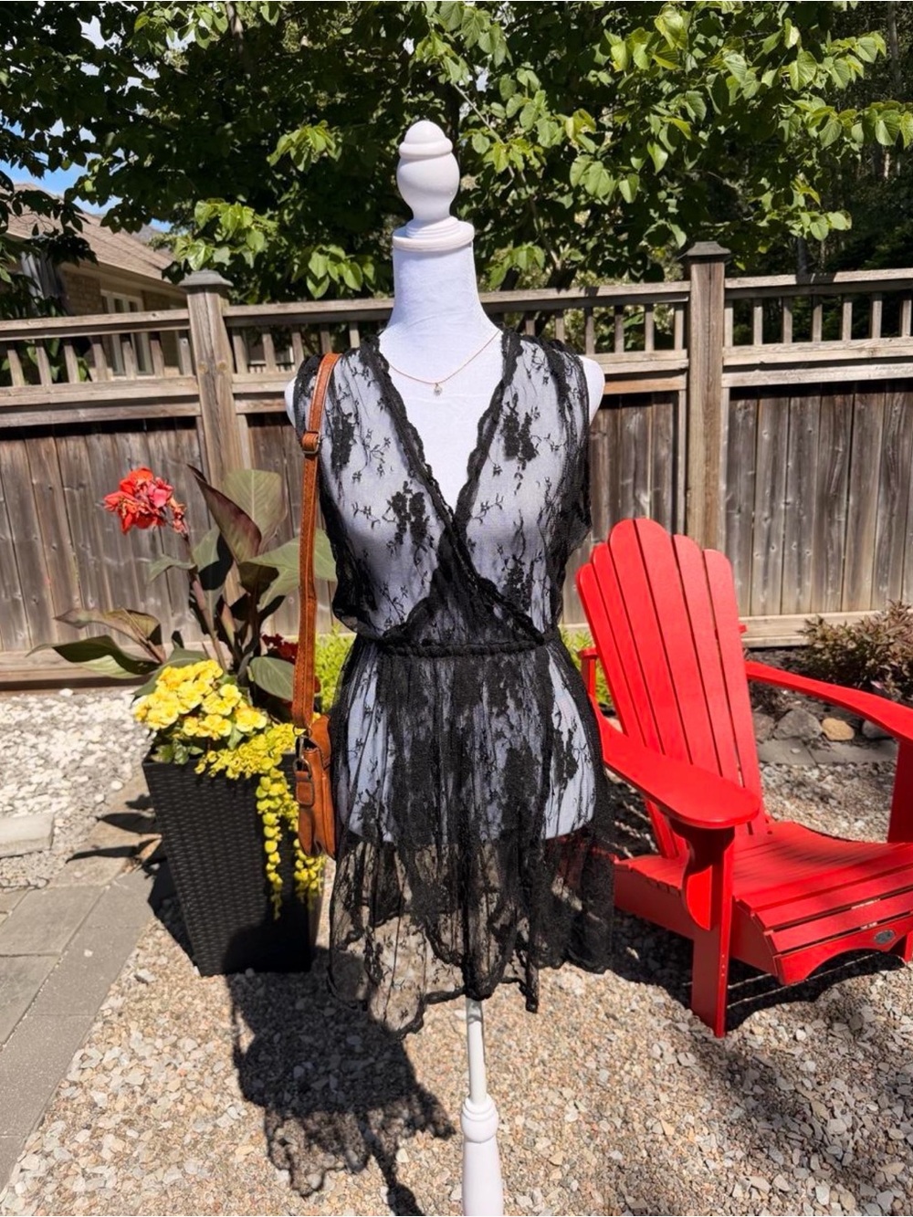 Wilfred by Aritzia black sheer lace mini dress 🖤